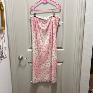 Olive & Oak Pink and Cream Floral Lace-Trim Skirt